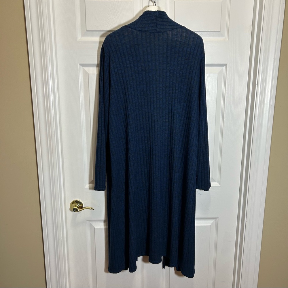 Lisa Rinna Collection Navy Open-Front Duster Cardigan - Picture 6 of 9